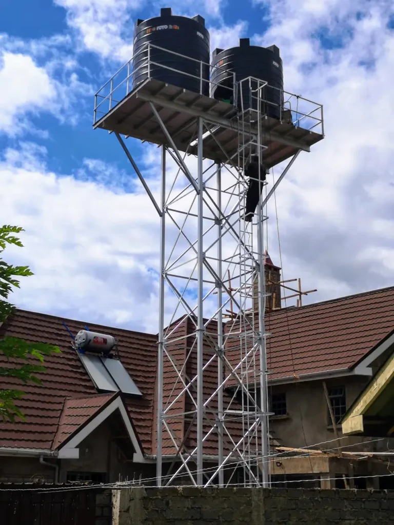 PVC tanks on steel tower