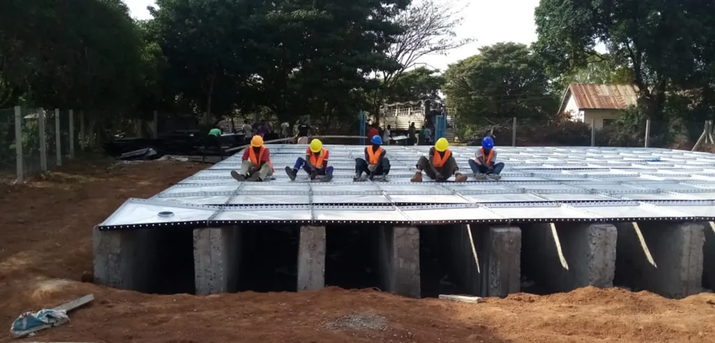 ground steel tank setup